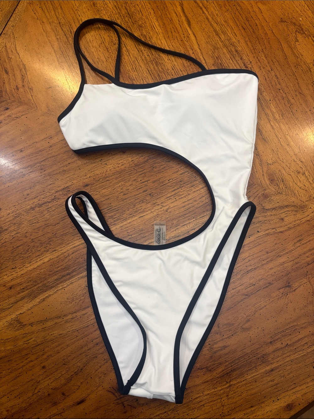 GIGI C White One-Piece Swimsuit with Black Trim